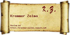 Kremmer Zelma névjegykártya